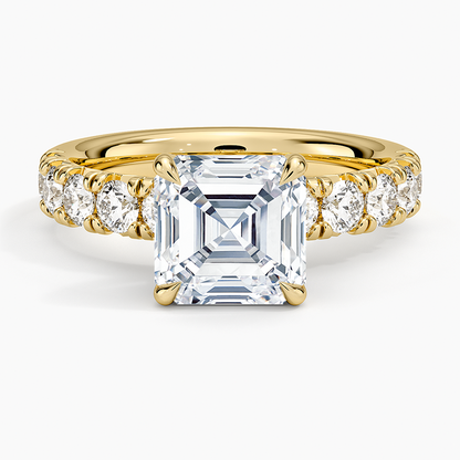 Ellora Half Coverage Diamond Ring - Asscher Cut Center Stone