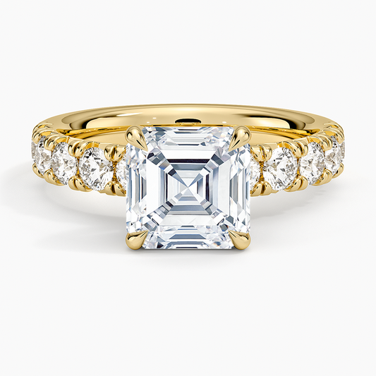 Ellora Half Coverage Diamond Ring - Asscher Cut Center Stone