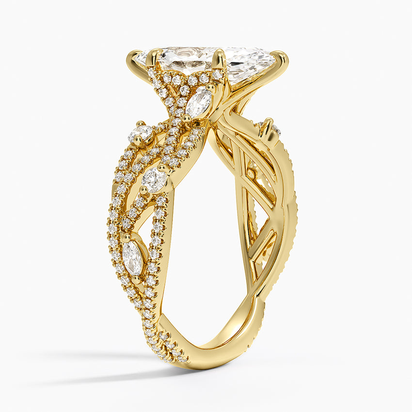 Grand Secret Garden Diamond Ring - Marquise Center Stone