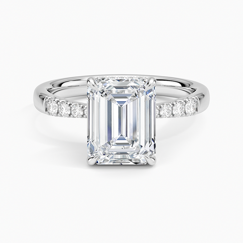 Bella Hidden Halo Diamond Ring (1/5 ct. tw.) - Emerald Cut Center Stone