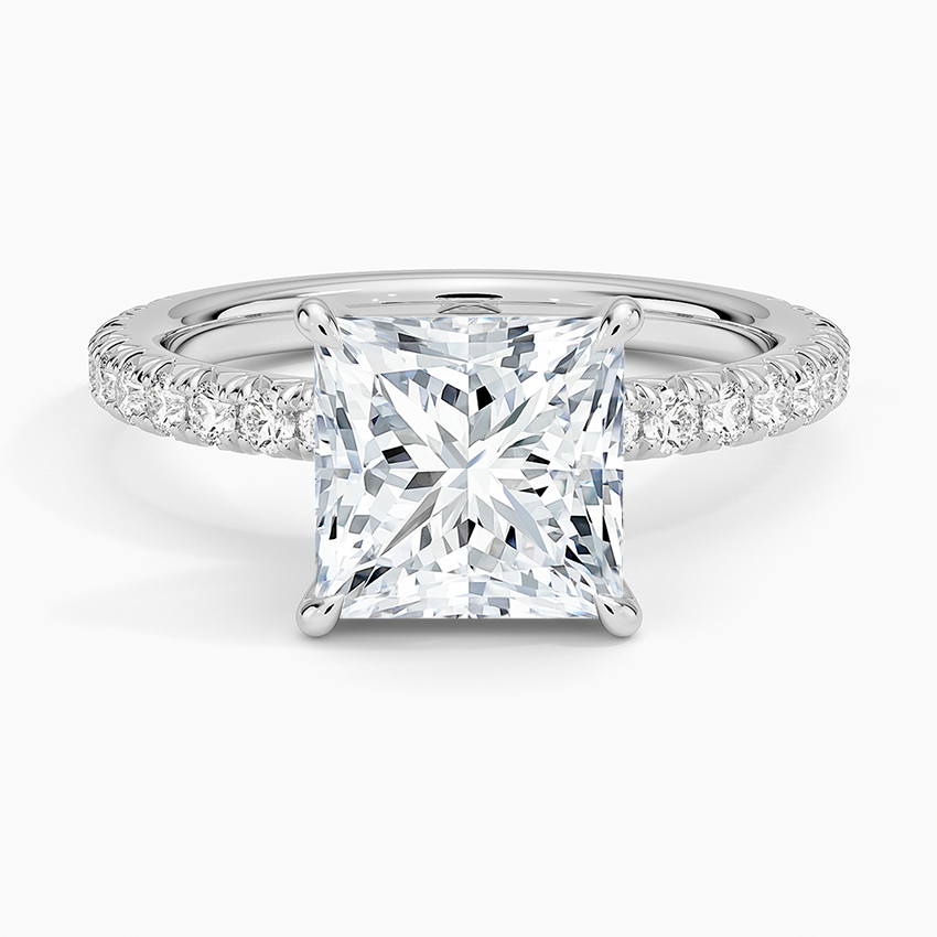 Amelie Three-Quarter Coverage Diamond Ring - Princess Cut Center Stone