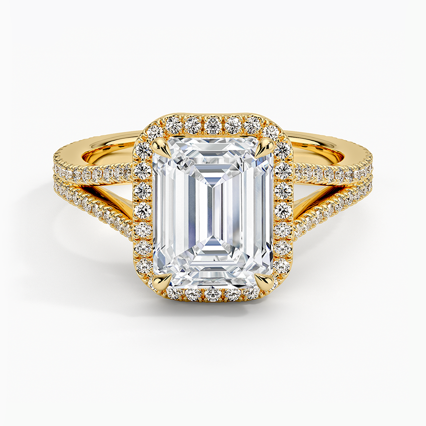 Fortuna Halo Diamond Ring (1/2 ct. tw.) - Emerald Cut Center Stone