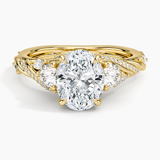 Begonia Vine Three Stone Diamond Ring (2/3 ct. tw.) - Oval Center Stone