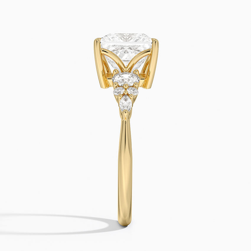 Nadia Three Stone Diamond Ring - Princess Cut Center Stone