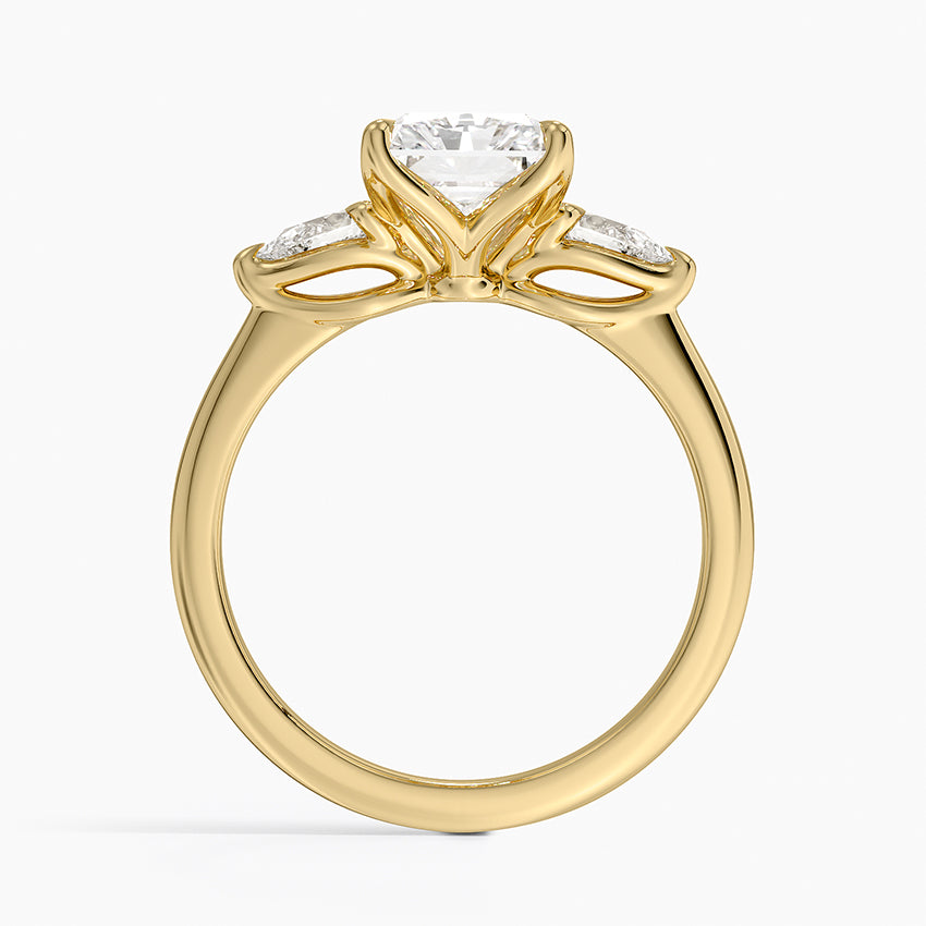 Fleur Three Stone Diamond Ring - Radiant Cut Center Stone