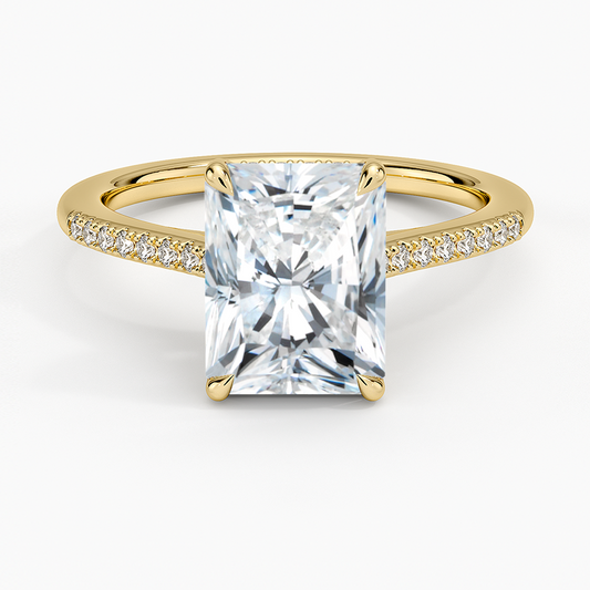 Lissome Half Coverage Diamond Ring - Radiant Cut Center Stone