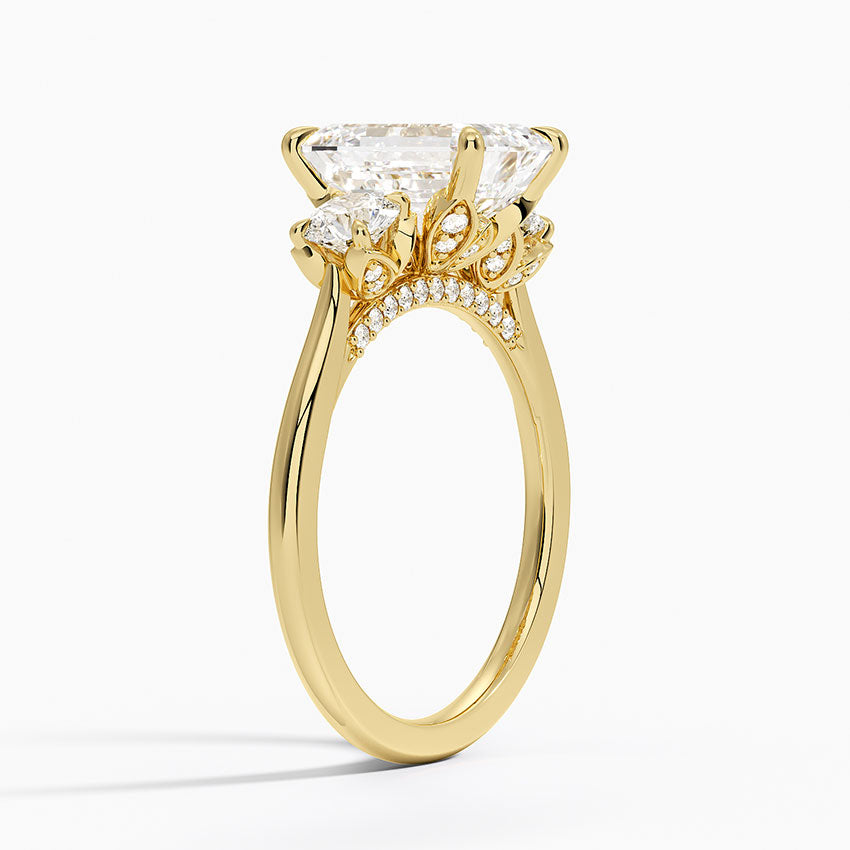 Petal Three Stone Diamond Ring (2/3 ct. tw.) - Emerald Cut Center Stone