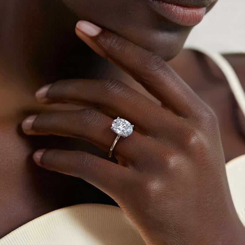 Platinum Adorned Mixed Metal Diamond Ring - Cushion Cut Center Stone