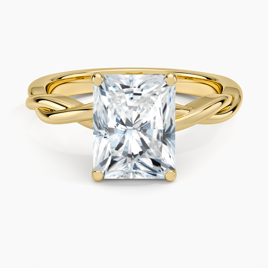 Twisted Vine Solitaire Ring - Radiant Cut Center Stone