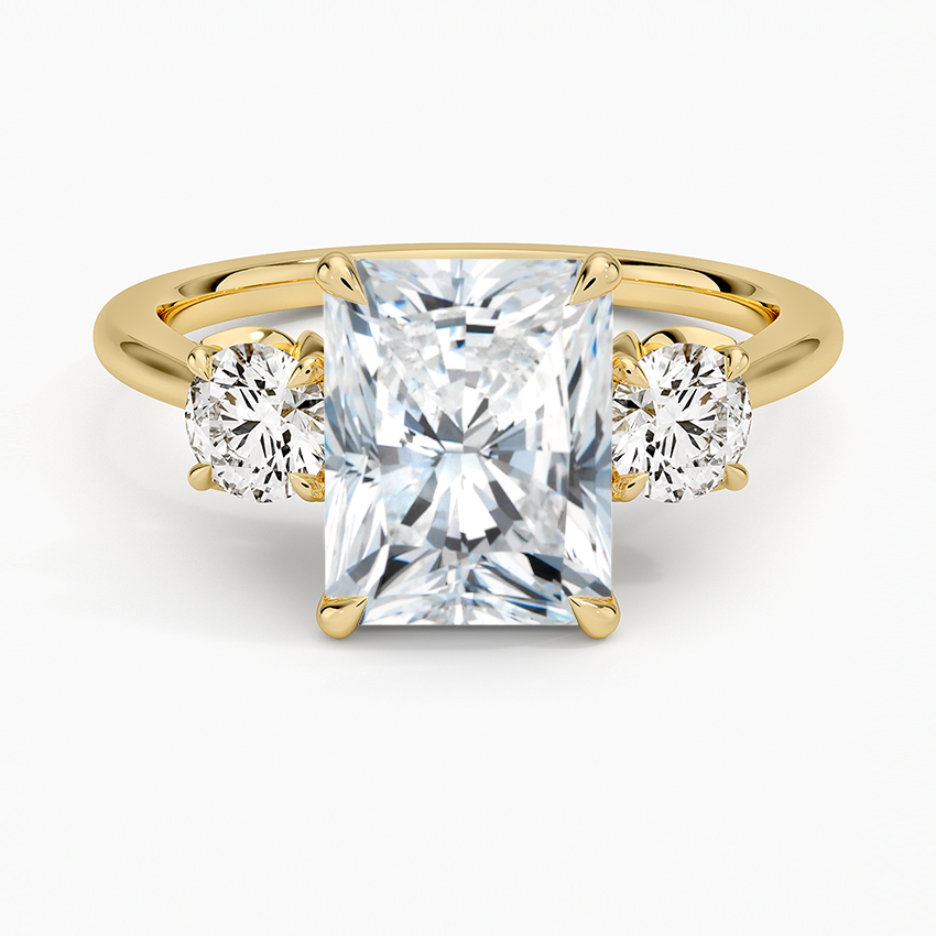 Petal Three Stone Diamond Ring (2/3 ct. tw.) - Radiant Cut Center Stone