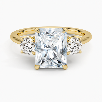 Petal Three Stone Diamond Ring (2/3 ct. tw.) - Radiant Cut Center Stone