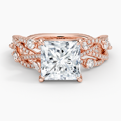 Grand Secret Garden Diamond Ring - Princess Cut Center Stone