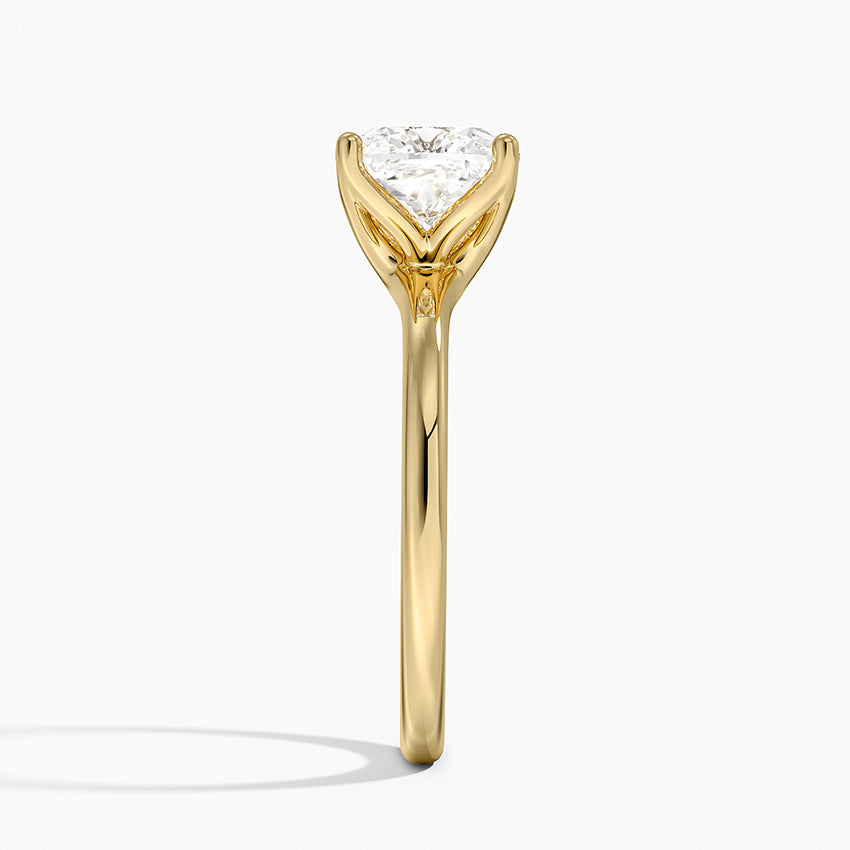 Fleur Solitaire Ring - Cushion Cut Center Stone
