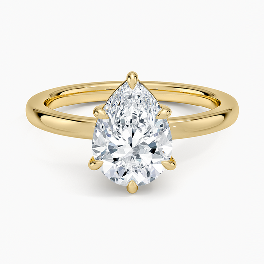 Dara Low-Profile Solitaire Ring - Pear Center Stone