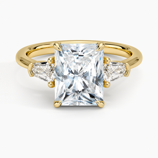 Shield Cut Three Stone Diamond Ring (1/4 ct. tw.) - Radiant Cut Center Stone