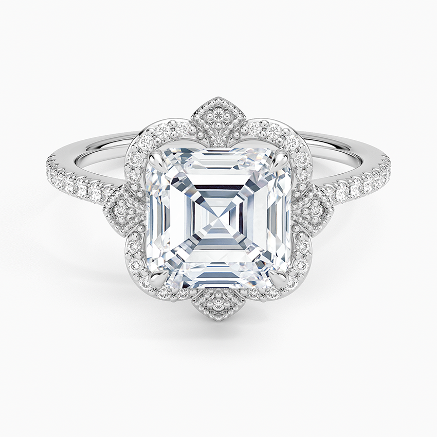 Reina Halo Diamond Ring - Asscher Cut Center Stone