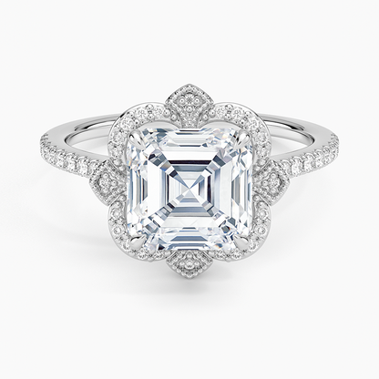 Reina Halo Diamond Ring - Asscher Cut Center Stone