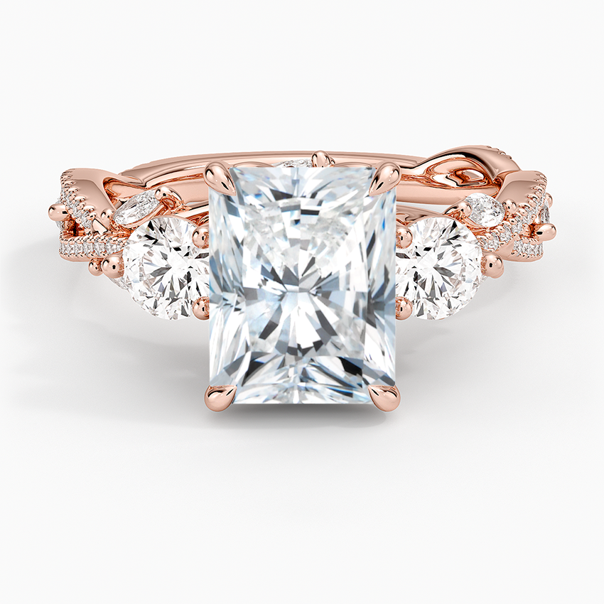 Luxe Secret Garden Three Stone Diamond Ring (1 ct. tw.) - Radiant Cut Center Stone