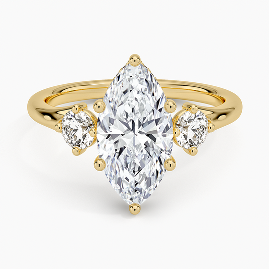 Luxe Floating Three Stone Diamond Ring (1/3 ct. tw.) - Marquise Cut Center Stone