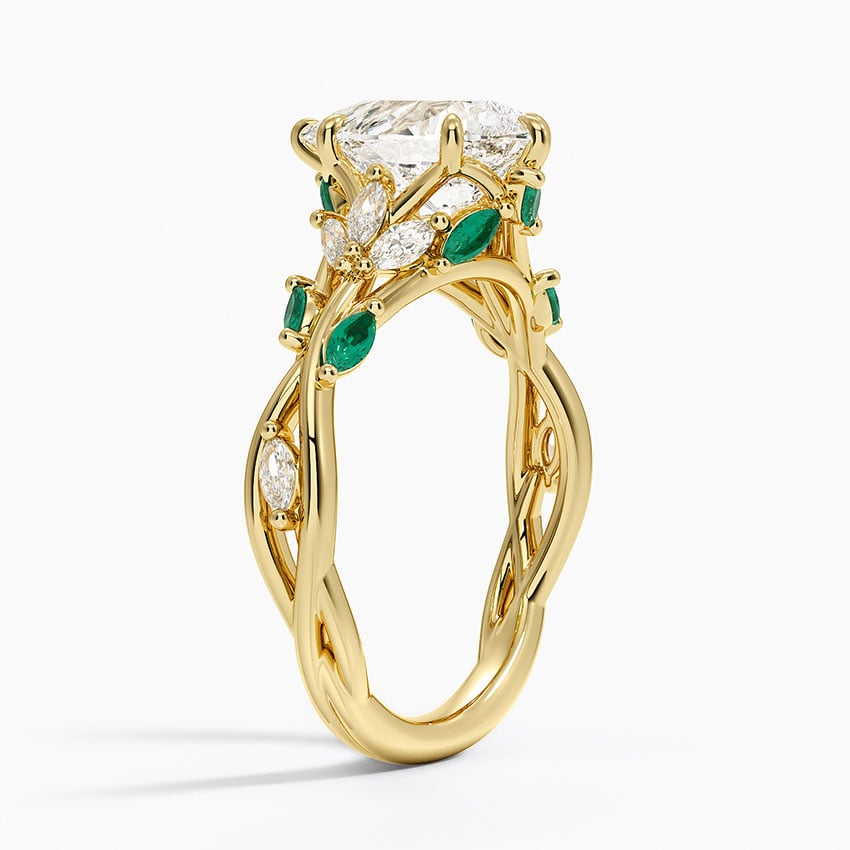 Secret Garden Lab Emerald and Diamond Ring (1/4 ct. tw.) - Pear Cut Center Stone