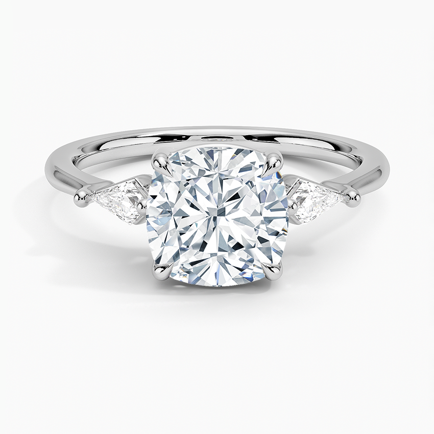Cometa Three Stone Diamond Ring - Cushion Cut Center Stone