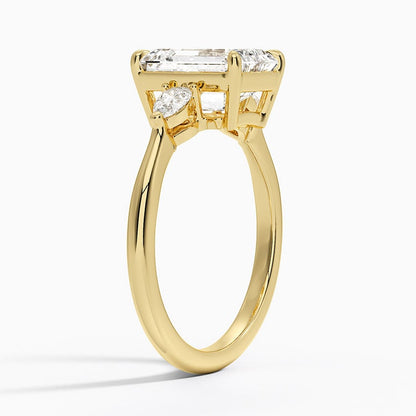 Petite Opera Three Stone Diamond Ring (1/4 ct. tw.) - Emerald Cut Center Stone