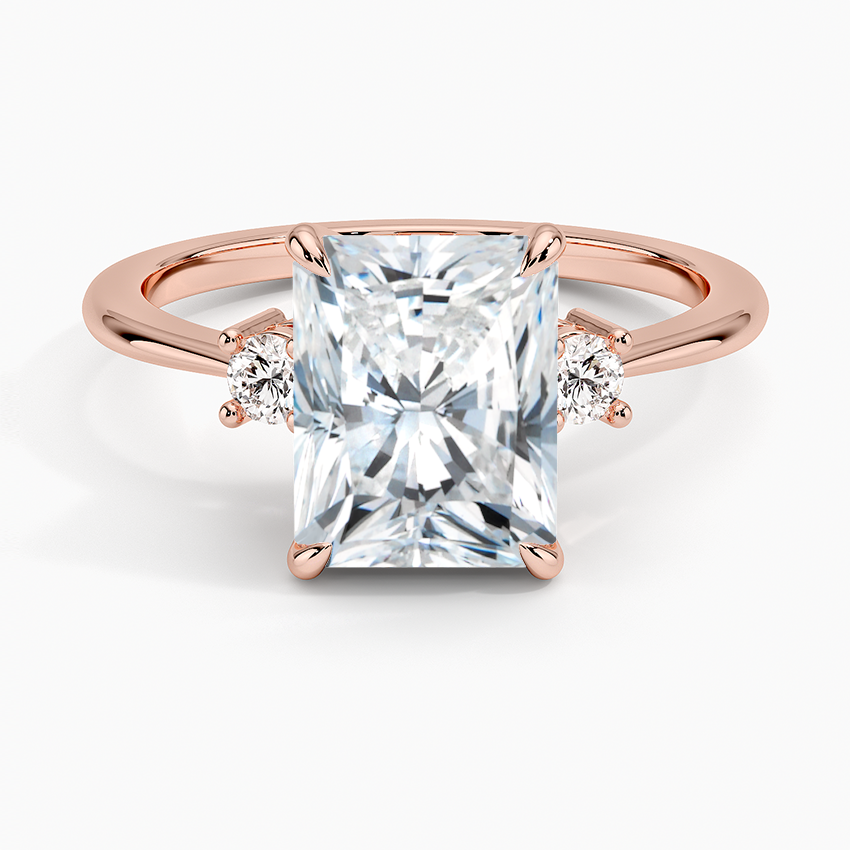 Petite Selene Three Stone Diamond Ring (1/10 ct. tw.) - Radiant Cut Center Stone