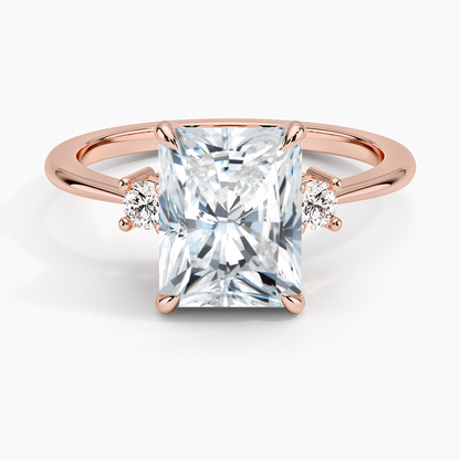 Petite Selene Three Stone Diamond Ring (1/10 ct. tw.) - Radiant Cut Center Stone
