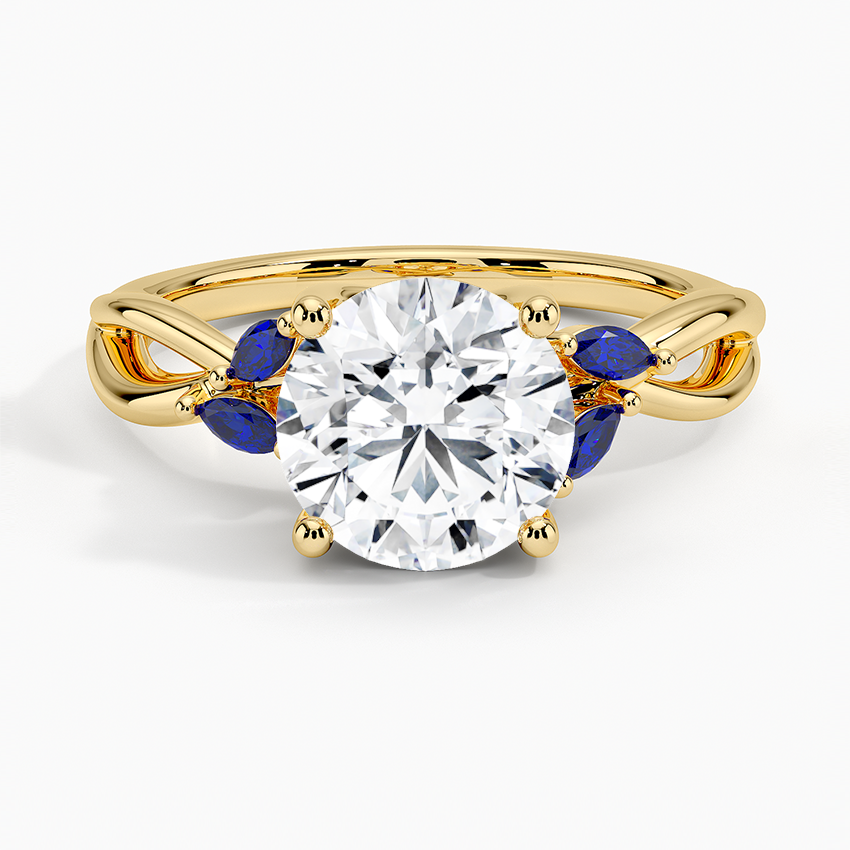 Willow Ring With Sapphire Accents - Round Cut Center Stone