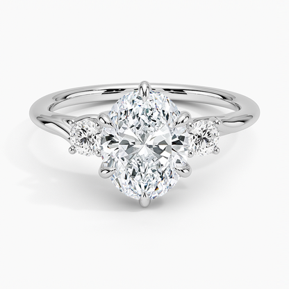 Delilah Three Stone Diamond Ring - Oval Center Stone