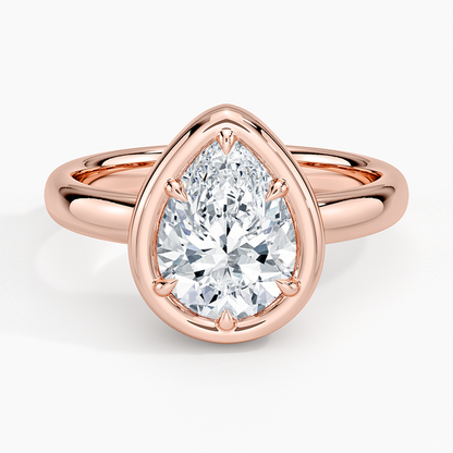 Andrea Bezel Prong Ring - Pear Center Stone