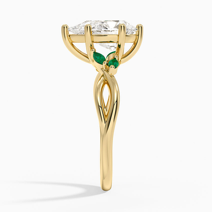 Willow Ring With Lab Emerald Accents - Pear Cut Center Stone