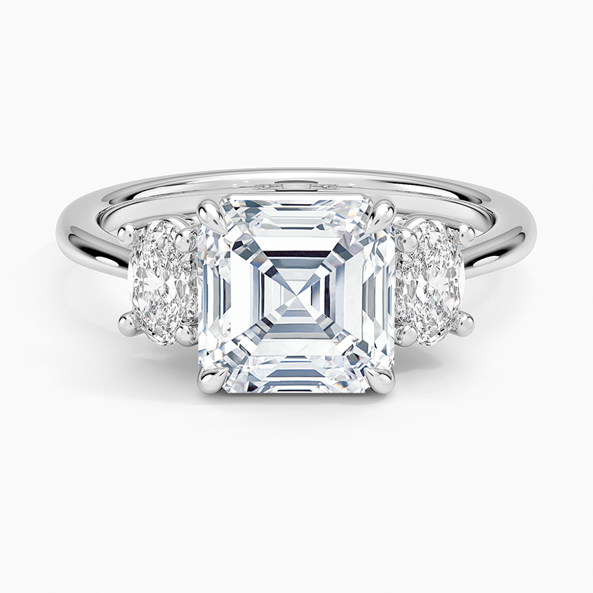Oval-Cut Three Stone Diamond Ring (1/2 ct. tw.) - Asscher Cut Center Stone