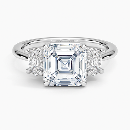 Oval-Cut Three Stone Diamond Ring (1/2 ct. tw.) - Asscher Cut Center Stone