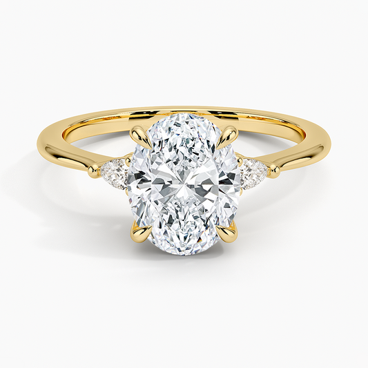Aria Three Stone Diamond Ring (1/10 ct. tw.) - Oval Center Stone