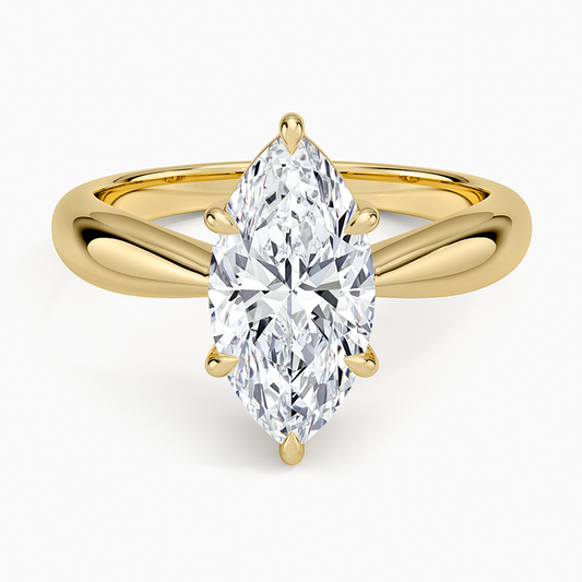 Thea Tapered Solitaire Diamond Ring - Marquise Center Stone