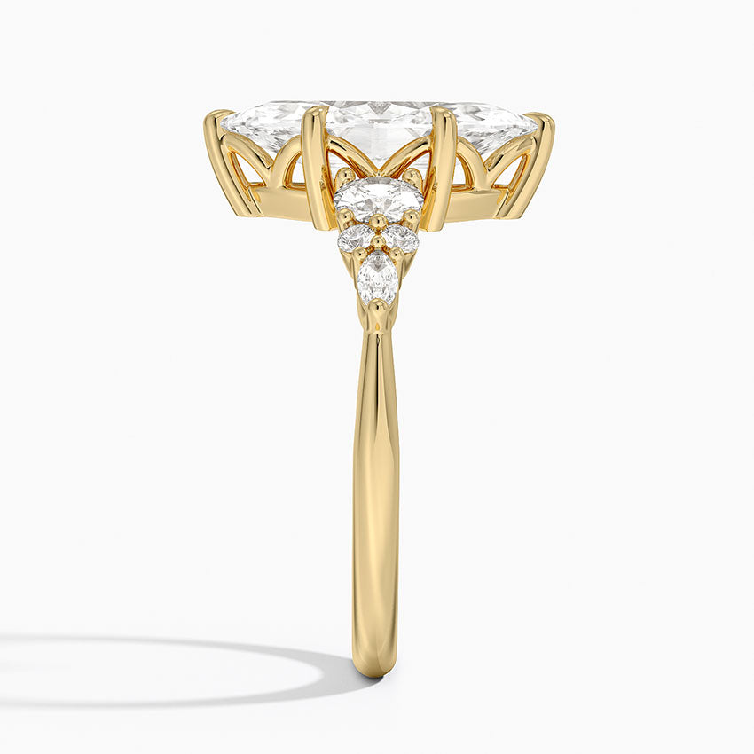 Nadia Three Stone Diamond Ring - Marquise Center Stone