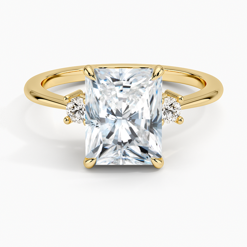 Petite Selene Three Stone Diamond Ring (1/10 ct. tw.) - Radiant Cut Center Stone