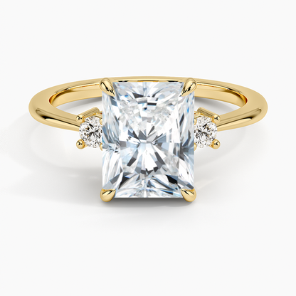 Petite Selene Three Stone Diamond Ring (1/10 ct. tw.) - Radiant Cut Center Stone