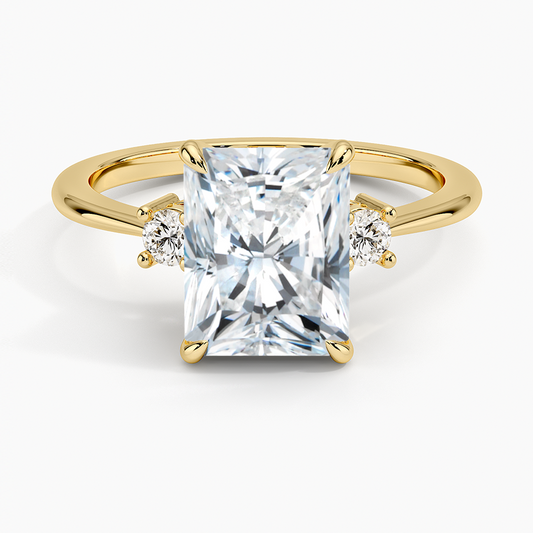 Petite Selene Three Stone Diamond Ring (1/10 ct. tw.) - Radiant Cut Center Stone
