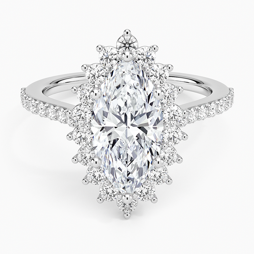 Luxe Sunburst Halo Diamond Ring (1/2 ct. tw.) - Marquise Center Stone