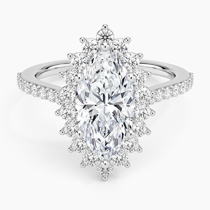 Luxe Sunburst Halo Diamond Ring (1/2 ct. tw.) - Marquise Center Stone