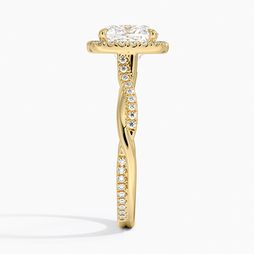 Petite Twisted Vine Halo Diamond Ring (1/4 ct. tw.) - Cushion Cut Center Stone