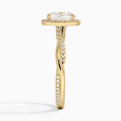Petite Twisted Vine Halo Diamond Ring (1/4 ct. tw.) - Cushion Cut Center Stone