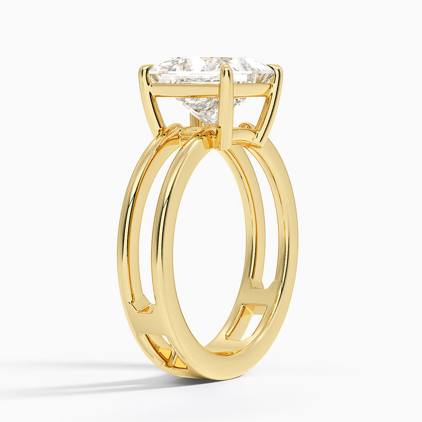 Aimee Open Double Band Solitaire Ring - Princess Cut Center Stone