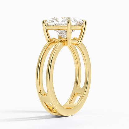 Aimee Open Double Band Solitaire Ring - Princess Cut Center Stone