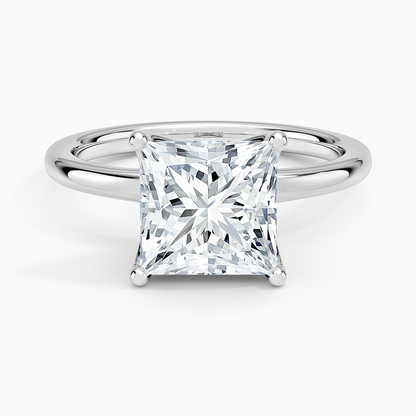 Fleur Solitaire Ring - Princess Cut Center Stone
