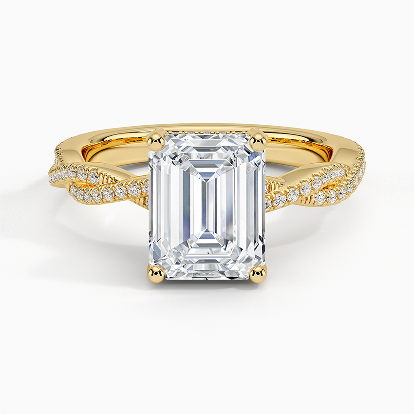 Adorned Luxe Petite Twisted Vine Diamond Ring - Emerald Cut Center Stone