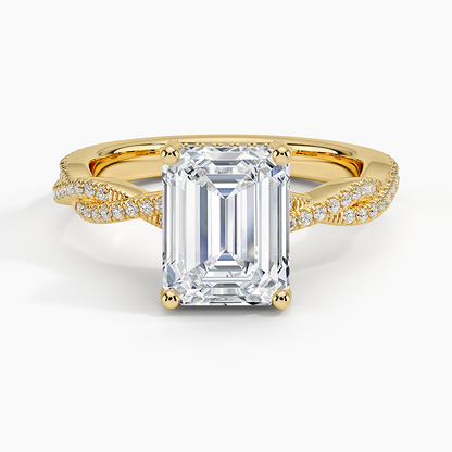 Adorned Luxe Petite Twisted Vine Diamond Ring - Emerald Cut Center Stone