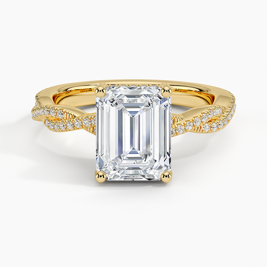 Adorned Luxe Petite Twisted Vine Diamond Ring - Emerald Cut Center Stone